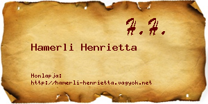 Hamerli Henrietta névjegykártya